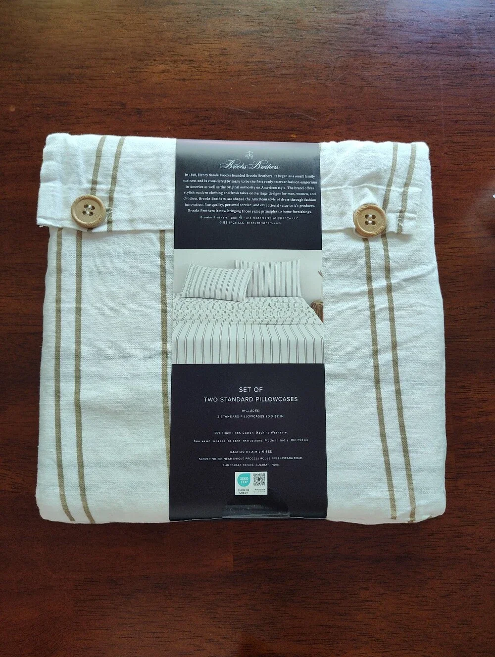 NWT! Brooks Brothers Set Of 2 Linen Cotton Standard Pillowcases